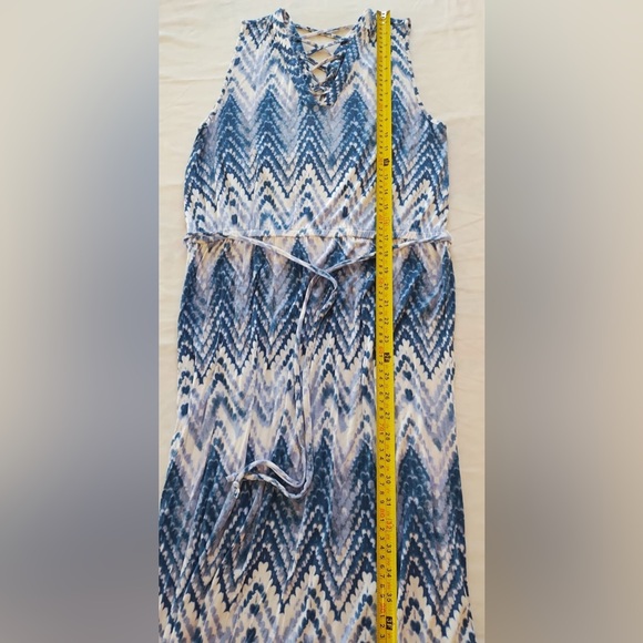 Design History Blue/white Sleeveless Long Maxi Dress Size Large, Tie Back - Picture 10 of 12